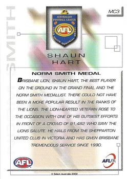 2002 Select AFL Exclusive - Medals #MC3 Shaun Hart Back